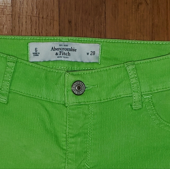 Abercrombie & Fitch Neon Green Corduroy Jeggings - Picture 2 of 10
